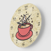 Trendy Coffee Theme Kitchen Wall Clocks ラージ壁時計 (傾斜)