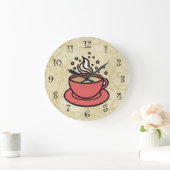 Trendy Coffee Theme Kitchen Wall Clocks ラージ壁時計 (ホーム)