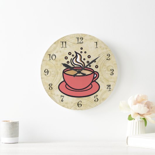 Trendy Coffee Theme Kitchen Wall Clocks ラージ壁時計 (ホーム)