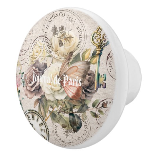 Trendy collage artwork Vintage elegant Paris セラミックノブ (右)