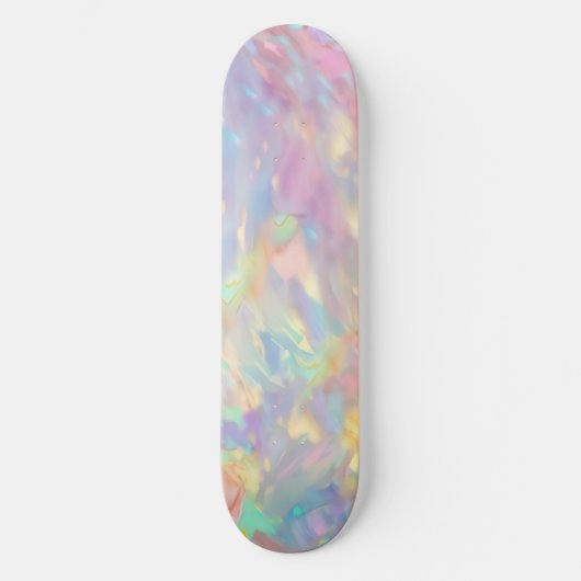 Trendy colorful faux holographic opal スケートボード (正面)