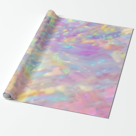 Trendy colorful faux holographic opal ラッピングペーパー (アンロールド)