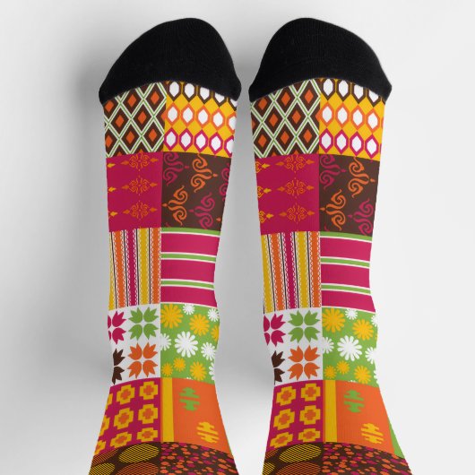 Trendy Colorful Patterned Hollowing ソックス (上部)