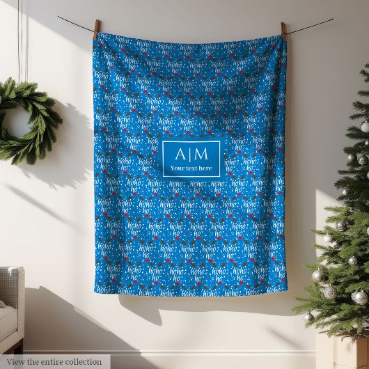 Trendy colors Christmas lettering ho ho ho blanket フリースブランケット