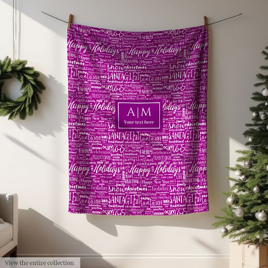 Trendy colors Christmas lettering ho ho ho blanket フリースブランケット