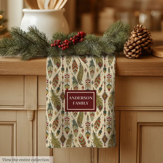 Trendy Colors Kitchen Towel Boho Custom Name Gift キッチンタオル