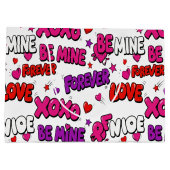 Trendy Comic Book Graffiti "Be Mine" Typography ラージペーパーバッグ (裏面)