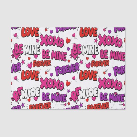 Trendy Comic Book Graffiti "Be Mine" Typography 薄葉紙 (正面)