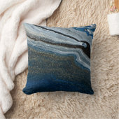 Trendy Cool Blue Marble Stone  クッション (ブランケット)