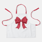 Trendy Coquette Red Ribbon Bow with White Hearts エプロン (正面)