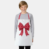Trendy Coquette Red Ribbon Bow with White Hearts エプロン (着用した状態)