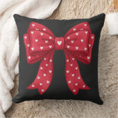 Trendy Coquette Red Ribbon Bow with White Hearts クッション (ブランケット)