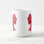 Trendy Coquette Red Ribbon Bow with White Hearts コーヒーマグカップ (中央)