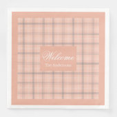 Trendy Coral Napkins Personalized Plaid Table Set (正面)