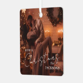 Trendy Couple Christmas Photo Metal Ornament  メタルオーナメント (正面左)
