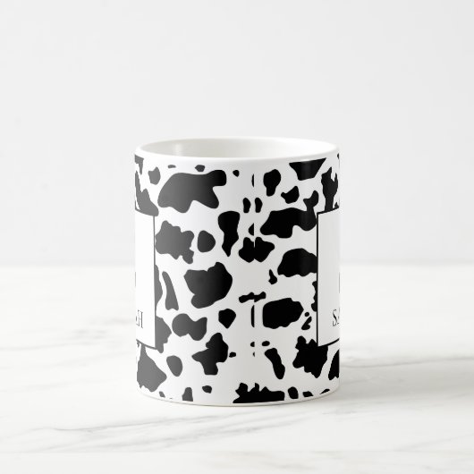 Trendy Cow Print Monogram Initial Name Mug コーヒーマグカップ (中央)