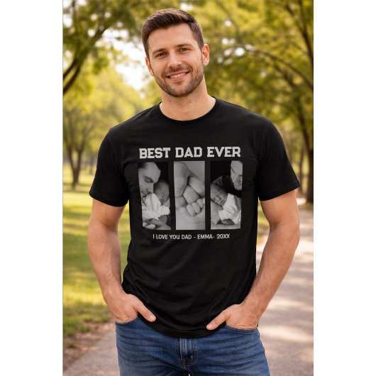 Trendy Custom Best Dad Ever Photo Baby Name &Year  Tシャツ