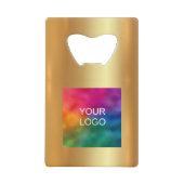 Trendy Custom Business Logo QR Code Url Faux Gold クレジットカード栓抜き (正面)