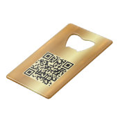 Trendy Custom Business Logo QR Code Url Faux Gold クレジットカード栓抜き (裏面アングル)
