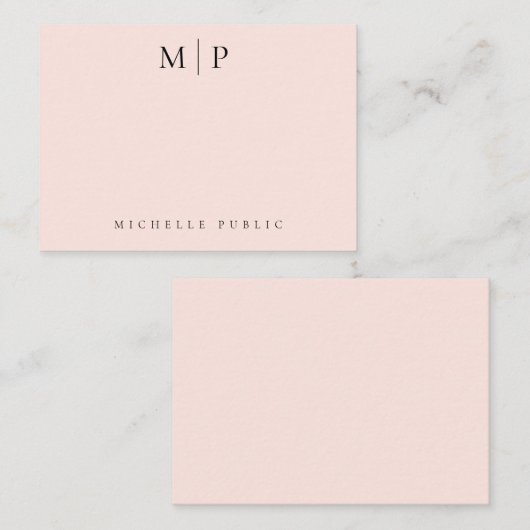 Trendy Custom Template Chic Blush Pink Monogrammed ノートカード (正面/裏面)
