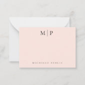 Trendy Custom Template Chic Blush Pink Monogrammed ノートカード (正面)