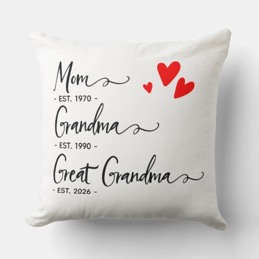 Trendy Custom Year Mom Grandma Great Grandma クッション (正面)