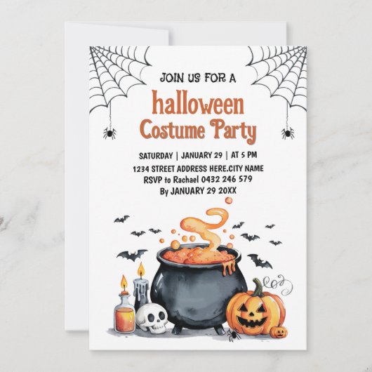 Trendy Cute Costume Halloween Party Invitation     招待状 (正面)