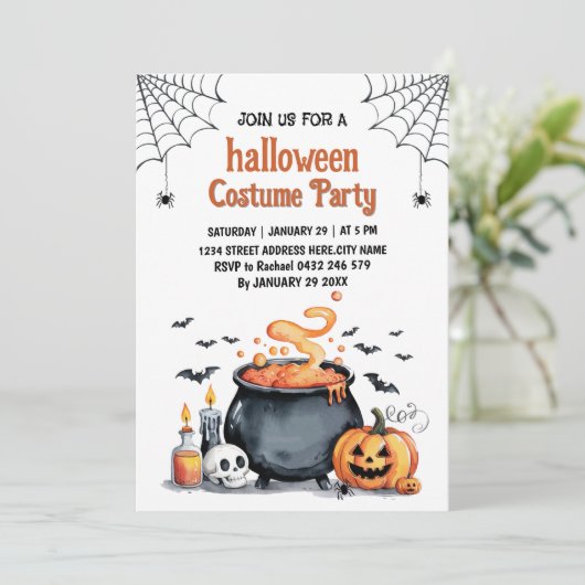 Trendy Cute Costume Halloween Party Invitation     招待状 (スタンド正面)