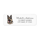 Trendy Cute German Shepherd Dog Return Address     ラベル (正面)