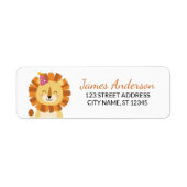 Trendy Cute Lion With Party Hat Return Address ラベル (正面)