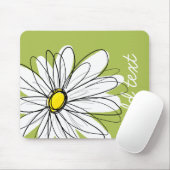 Trendy Daisy Floral Illustration - lime and yellow マウスパッド (マウス)