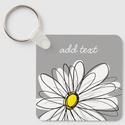 Trendy Daisy with gray and yellow キーホルダー (正面)