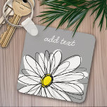 Trendy Daisy with gray and yellow キーホルダー<br><div class="desc">A zen and whimsical,  hipster piece of art. You can add a name,  monogram or other custom text. If you need to move the art around,  click on the customize button to make changes.</div>