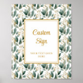 Trendy Dark Green Gold Foliage Custom Poster ポスター (正面)