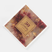 Trendy Dark Red Blush Gold Flowers 50th Birthday (コーナー)