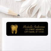 Trendy Dentist Office Black Gold Return Address ラベル (インサイチュ)