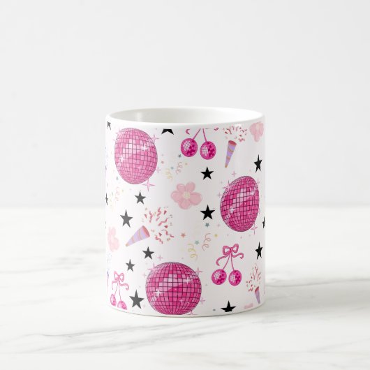 Trendy Disco Celebration Party Seamless Pattern コーヒーマグカップ (中央)