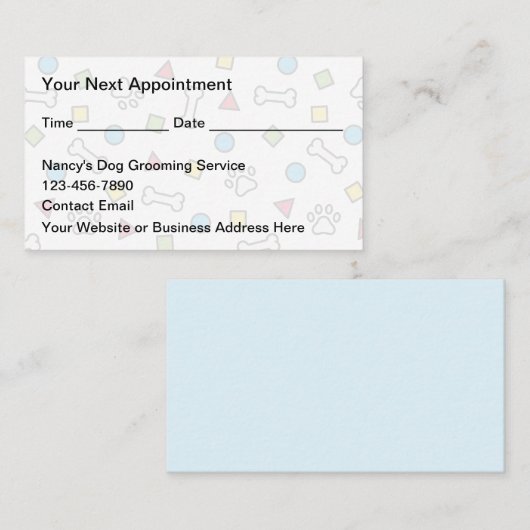 Trendy Dog Grooming Appointment Cards 予約カード (正面/裏面)