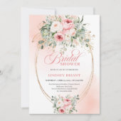 Trendy Dusty Pink Floral Bridal Shower Invitation 招待状 (正面)
