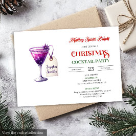 Trendy editable Christmas cocktails party invite 招待状