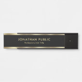 Trendy Elegant Black And Gold Office School House サインプレート (正面)