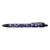 TRENDY Elegant Blue Flower PATTERN Pen 黒ボールペン (トップ)