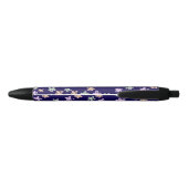 TRENDY Elegant Blue Flower PATTERN Pen 黒ボールペン (裏面)