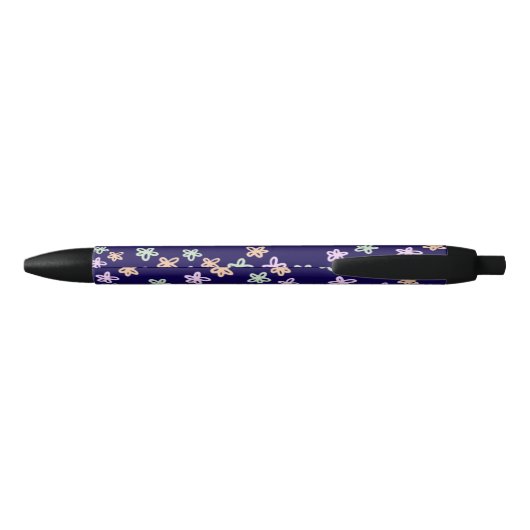 TRENDY Elegant Blue Flower PATTERN Pen 黒ボールペン (裏面)