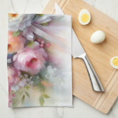 Trendy Elegant Colorful Watercolor Aquarell Flower キッチンタオル (四つ折り)