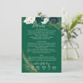 Trendy Elegant Emerald Green Rose Wedding Program 招待状 (スタンド正面)