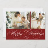Trendy Elegant Family Photo Collage Christmas シーズンカード (正面)