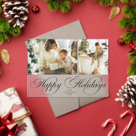 Trendy Elegant Family Photo Collage Christmas Card アクリル招待状