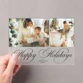 Trendy Elegant Family Photo Collage Christmas Card アクリル招待状 (インサイチュ (ポータブル))