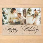 Trendy Elegant Family Photo Collage Christmas Card アクリル招待状 (正面)